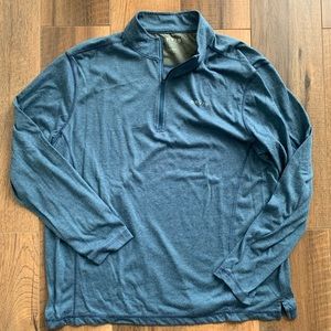 Orvis 1/4 Zip Pullover Sweater Large Mock Neck Blue